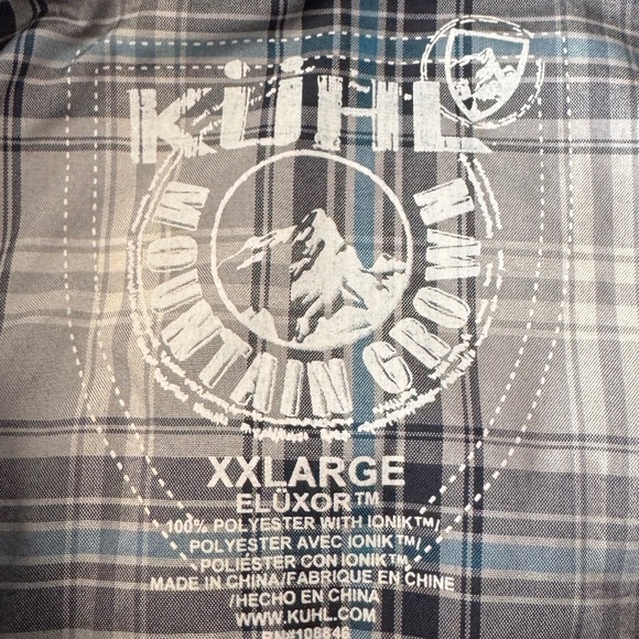 Kuhl Mountain Grown Men's Camp Shirt XXL Short Sleeve Pin Check Charcoal Gray - Picture 2 of 14